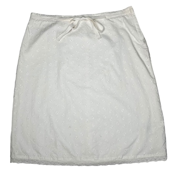 TOMMY HILFIGER White Cotton Eyelet Lace Lined Skirt Size 4 - Picture 1 of 16